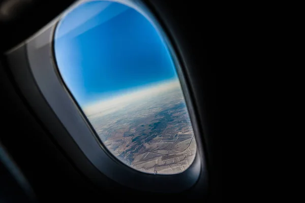 Menakjubkan Pemandangan Udara Dari Jendela Pesawat Stok Foto