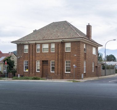 Kırmızı tuğla banka bina şehir Braidwood, New South Wales, Avustralya