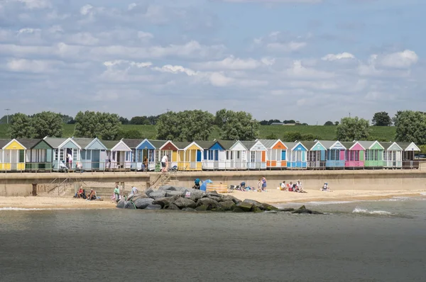 Pohled Nábřeží Pláže Chaty Southwold Velká Británie Suffolk — Stock fotografie