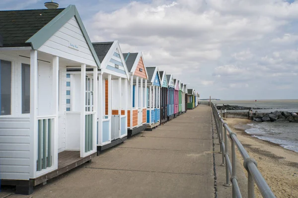 Řada Barevných Plážové Chatky Přímořském Městě Southwold Suffolk — Stock fotografie