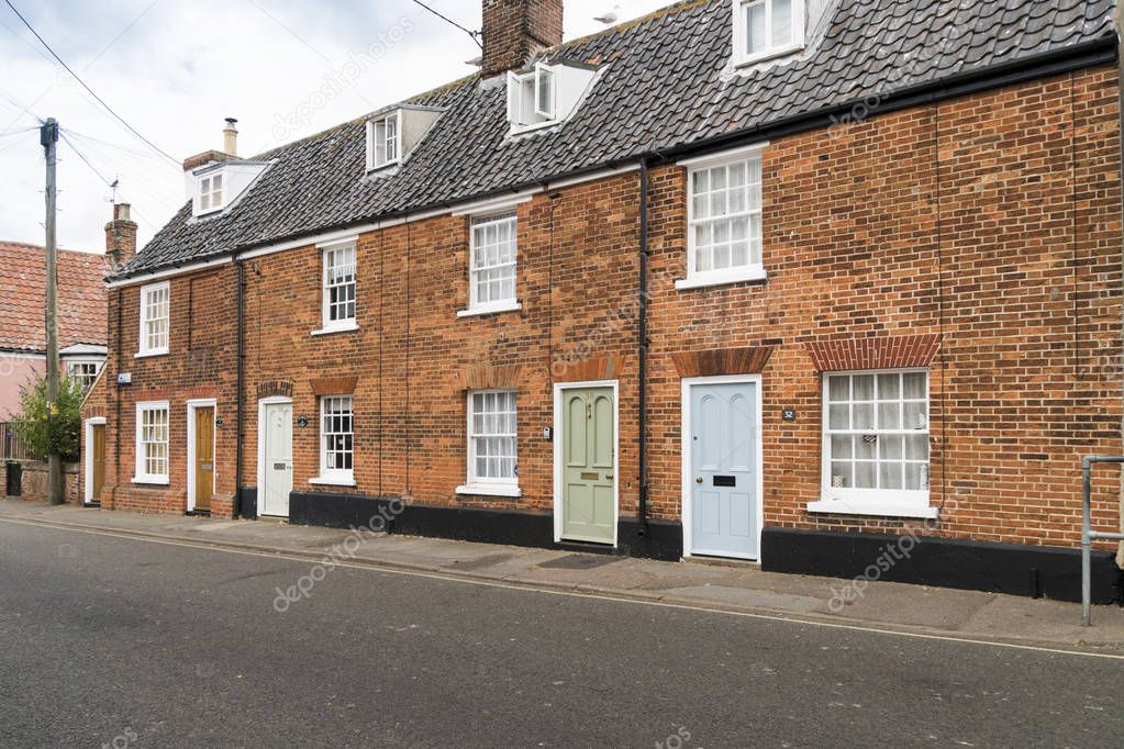 A row of historic cottages in the historic town of Southwold, Suffolk UK