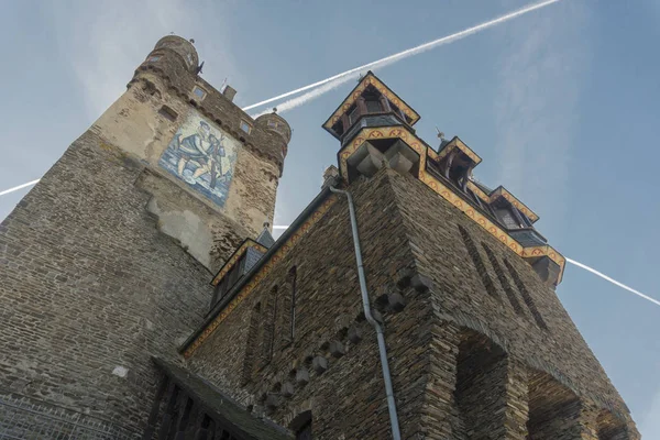 Torre Castelo Cochem Com Mosaico São Cristóvão Cochem Alemanha — Fotografia de Stock