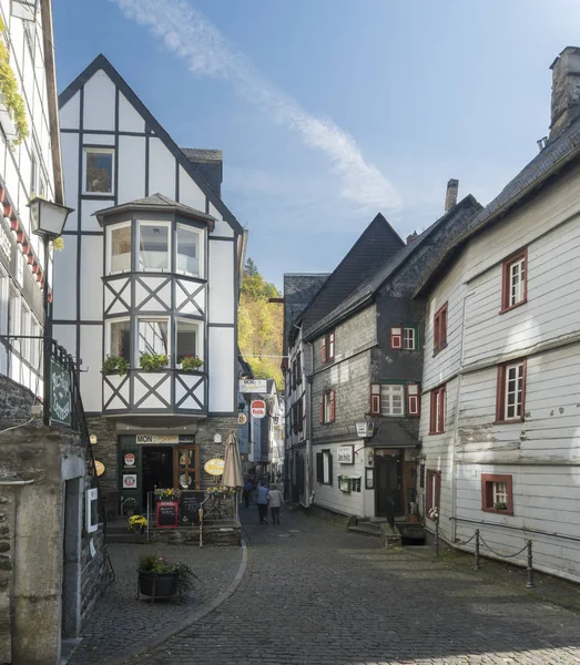 Malerische Fachwerkhäuser Historischen Zentrum Von Monschau Aachen Deutschland — Stockfoto