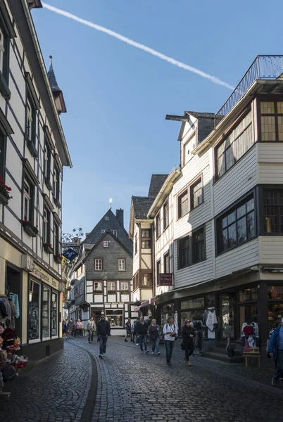 Pintorescos Edificios Enmarcados Madera Centro Histórico Monschau Aquisgrán Alemania — Foto de Stock