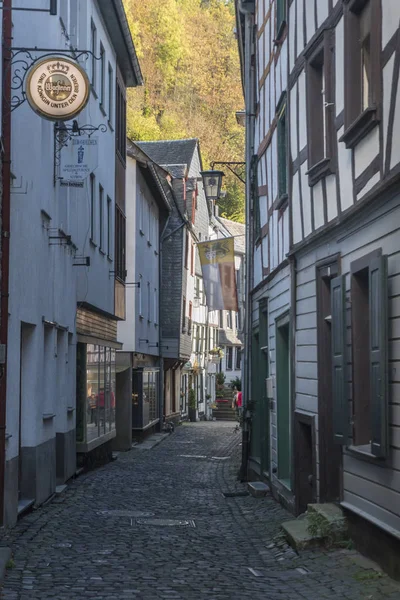 Casas Emolduradas Madeira Pitoresca Centro Histórico Monschau Aachen Alemanha — Fotografia de Stock