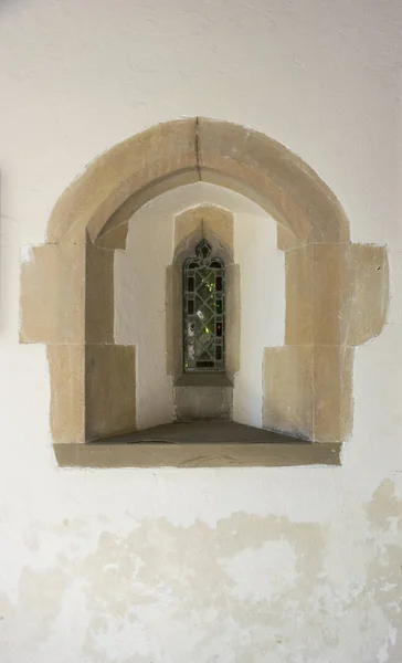 Kostel Kříže Bearsted Kent Velká Británie Gotické Okno Jižní Verandě — Stock fotografie