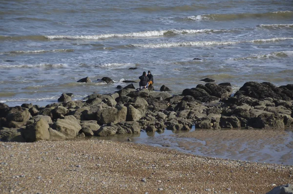 Touristen Fotografieren Strand Von Eastbourne East Sussex Großbritannien — Stockfoto