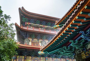 Po Lin Manastırı 'ndaki mimari detay, Ngon Ping Köyü, Lantau, Hong Kong
