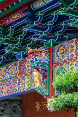 Po Lin Manastırı 'ndaki mimari detay, Ngon Ping Köyü, Lantau, Hong Kong