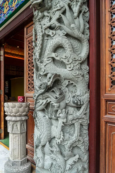 Sculture Ornate Nel Monastero Lin Ngon Ping Village Lantau Hong — Foto Stock