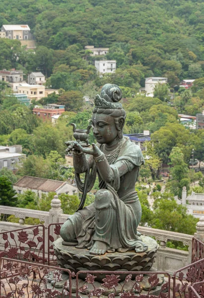 Statua Buddista Deva Che Offre Unguento Alla Statua Tian Tan — Foto Stock