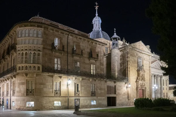 Fassade Der Universität Von Salamanca Der Nacht Der Stadt Salamanca — Stockfoto