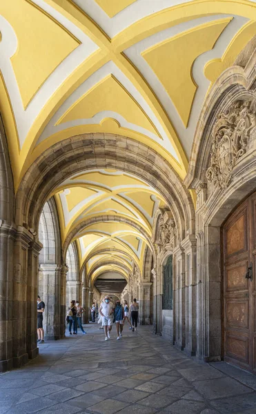 Uma Arcada Coberta Plaza Mayor Cidade Salamanca Espanha — Fotografia de Stock