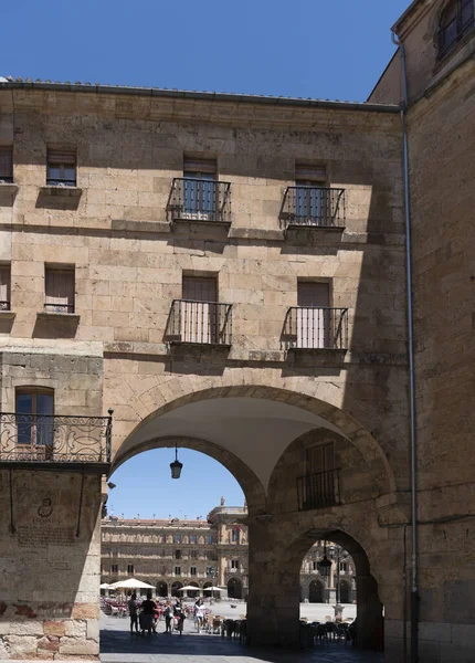 Bogeneingang Zur Plaza Mayor Der Stadt Salamanca Spanien — Stockfoto