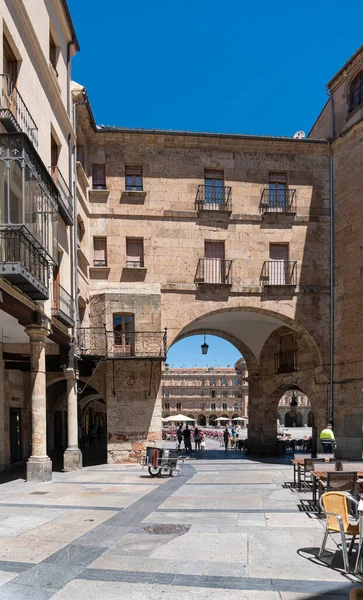 Gewölbter Eingang Zur Plaza Mayor Der Stadt Salamanca Spanien Mit — Stockfoto