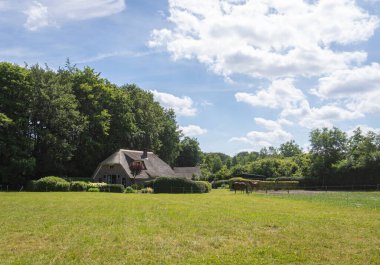 Hollanda 'da tipik bir ev manzarası