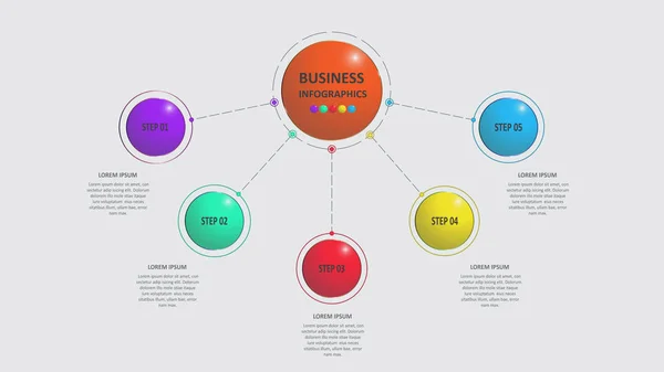 Infografías Negocios Abstractas Forma Figuras Colores Conectadas Entre Por Líneas — Archivo Imágenes Vectoriales