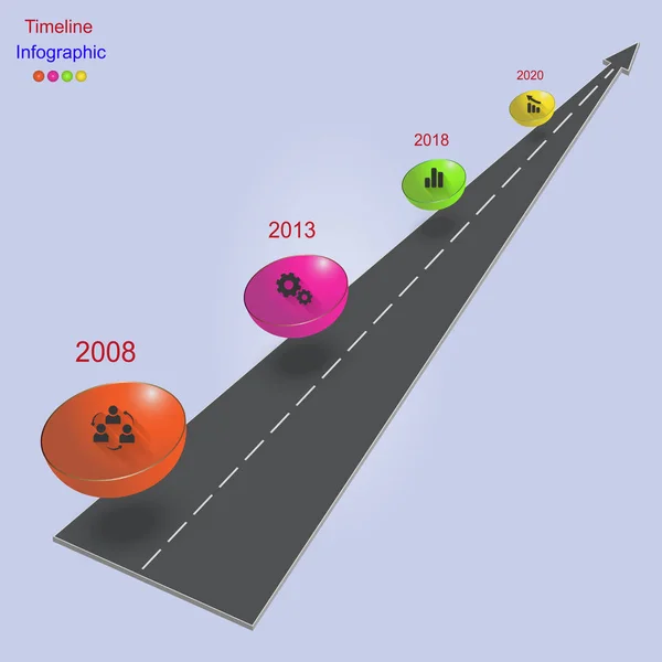 道路標示、マーカー、アイコン、テキストの自動車道路の形でビジネス infographics を抽象化します。Eps 10. — ストックベクタ