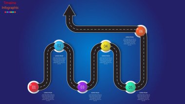 İş infographics bir otomobil yol yol işaretleri, işaretleri, simgeler ve metin şeklinde.