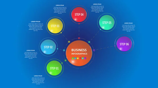 Infografías de negocios abstractas en forma de figuras de colores conectadas entre sí por líneas y pasos. EPS 10 . — Vector de stock