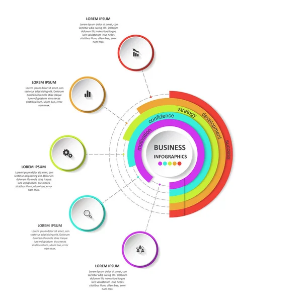 線や手順によって互いに接続されている色の数字の形でビジネス infographics を抽象化します。Eps 10. — ストックベクタ