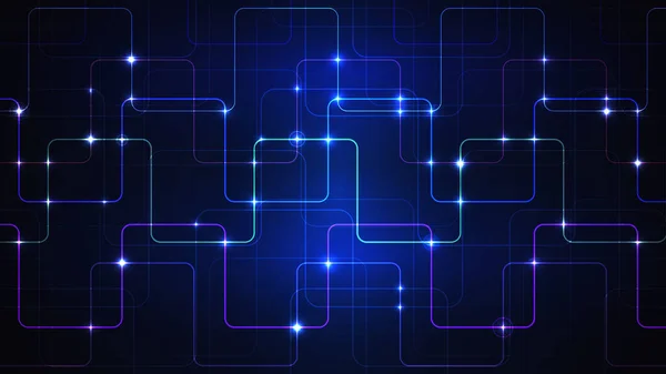 Illustration d'un design techno de lignes lumineuses sur fond bleu foncé. Le concept moderne de la technologie numérique. — Photo