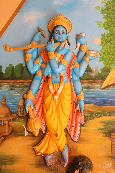 Den Sexdimensionella Formen Gud Förenar Krishna Och Vishnu Fragment Wall — Stockfoto