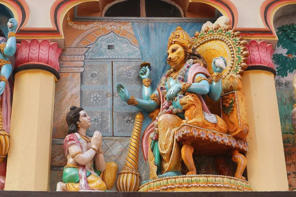 Нрсимхадев Благословляет Прахлада Картины Стене Индуистского Храма Маяпуре Индия — стоковое фото