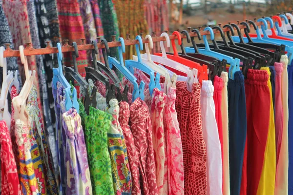 Colorful Indian Nepalese Skirts Hangers Market Stall Stock Picture