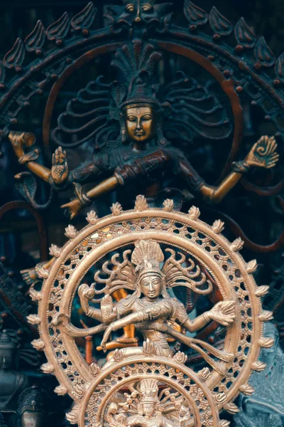 Statues Bronze Seigneur Shiva Dansant Inde — Photo