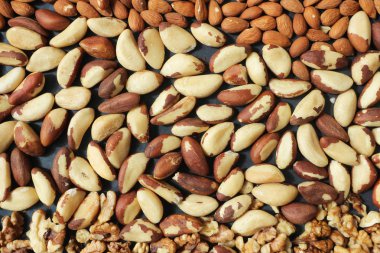 çeşitli fındık yığını, üst görünümü