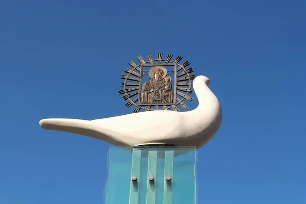 Religious Art Installation Minsk Bronze Icon Our Lady Bird Belarus — Stock Photo, Image