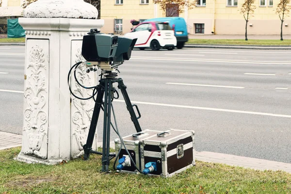 vintage camera in the city center