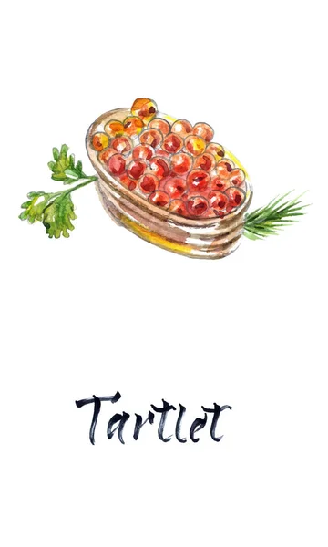 Tartetto Con Caviale Rosso Cibo Gourmet Antipasto Caviale Salmone Primo — Vettoriale Stock