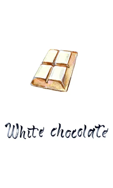 Pezzi Barretta Cioccolato Bianco Illustrazione Vettoriale Acquerello — Vettoriale Stock