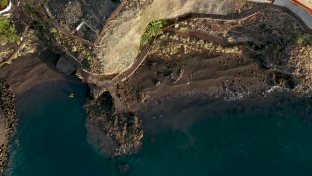 Água Oceano Pedras Praia Ponto Vista Superior — Vídeo de Stock