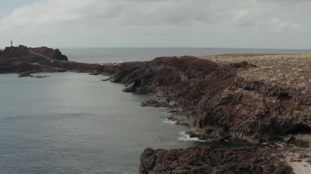 Tenerife Kanarya Adaları Deniz Feneri Teno Yollar Yukarıda Hava Anket — Stok video