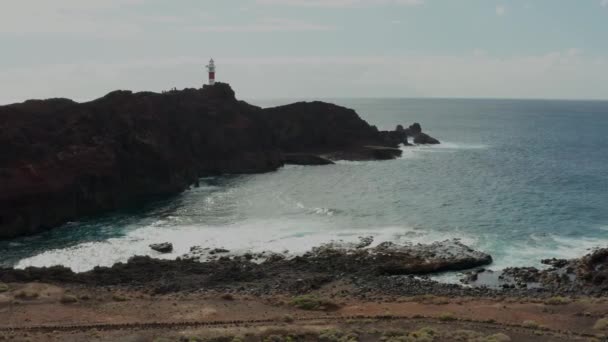 Luchtfoto Enquête Boven Wegen Tenerife Canarische Eilanden Vuurtoren Teno — Stockvideo