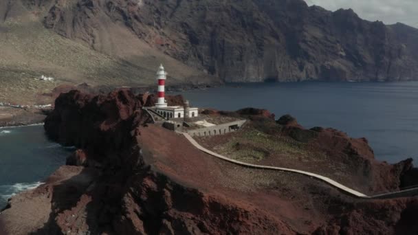 Luftaufnahme Über Den Straßen Von Teneriffa Kanarische Inseln Leuchtturm Teno — Stockvideo