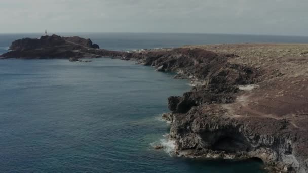 Luftaufnahme Über Den Straßen Von Teneriffa Kanarische Inseln Leuchtturm Teno — Stockvideo