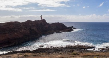 Tenerife, Kanarya Adaları, İspanya Hava görünümünü Teno deniz feneri. Wild Coast Atlas Okyanusu