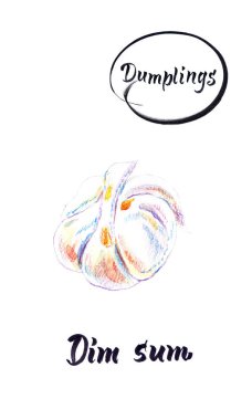 Çin köfte Dim Sum, suluboya illüstrasyon