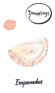 Arjantin hamur köftesi Empanadas, suluboya vektör çizimi