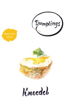 Alman hamur köftesi Knodel suluboya vektör çizimi