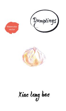 Xiao long bao suluboya vektör çizimi