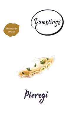 Polonyalı hamur tatlısı Pierogi suluboya vektör çizimi
