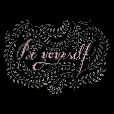 El çizimi tebeşir harfleri, kendin ol, vektör illüstrasyonu