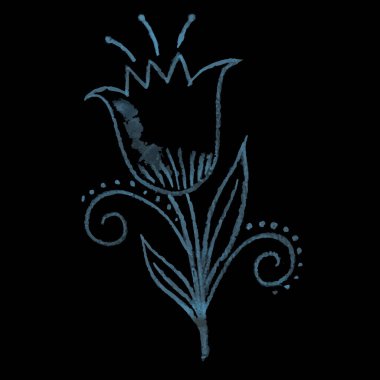 Tebeşir, çiçek, gül, vektör illüstrasyonuyla el çizimi