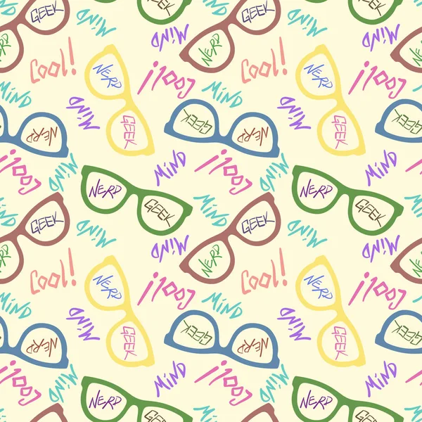 Gözlük ve yazıtlar ile Seamless Modeli: inek, serin, zihin, geek. Vektör çizim