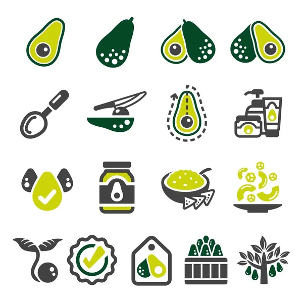 Avocado Icon Set Vector Illustration — Stock Vector